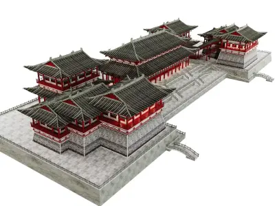 Ancient Japan Imperial Palace Front Court 3D model