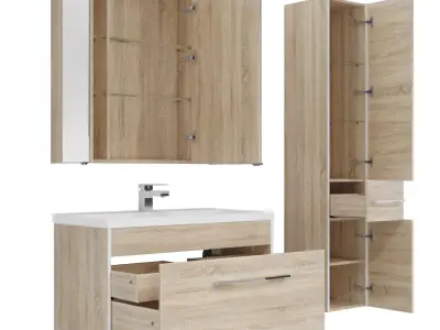 Furniture set Augusta 58-75-100 sonoma oak 3D model