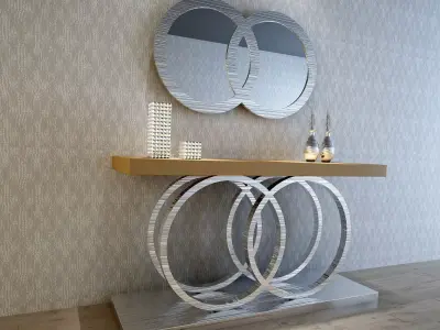 3D CONSOLE MODEL 3D model modern table with two circular mirrors 3D model