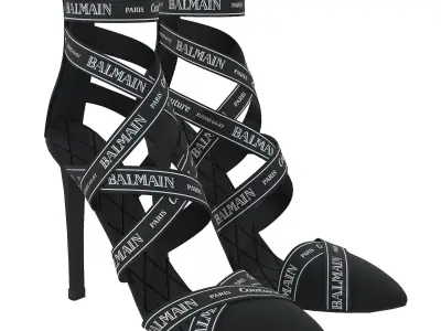 Balmain Couture suede heels Low-poly 3D model