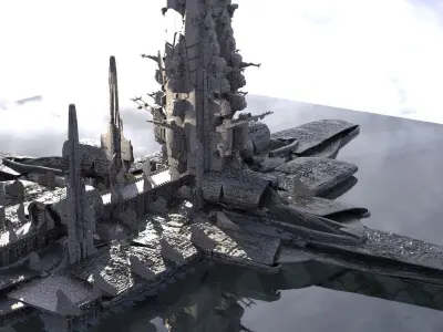 Floating Sci Fi City 3D model
