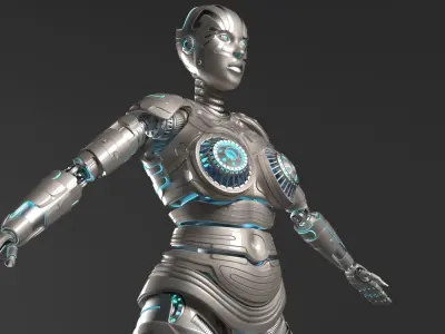 LADY ROBOT CURVY RIGGED 3D model
