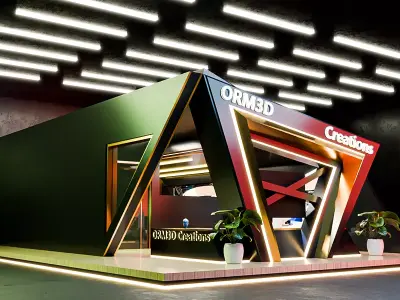 Futuristic Display Booth with Lighting Setup Blender 3D Model 3D model