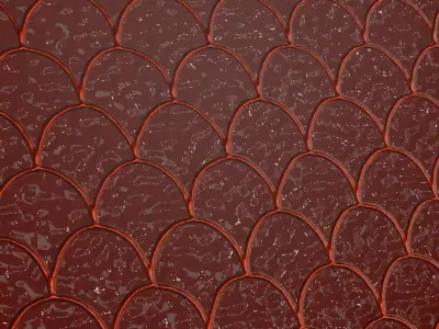 Fish Scale Red Glass Pattern Transparent PBR Seamless Texture