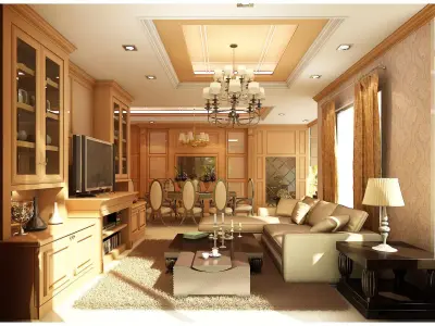 Light brown living 3D model