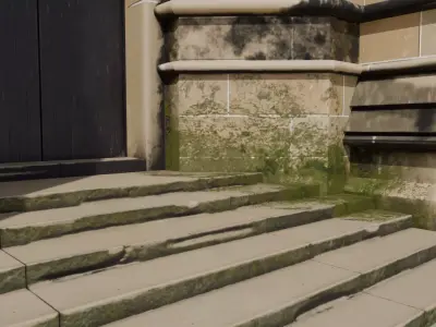 Chapel sandstone in dirty look  with stained glass Low-poly 3D model