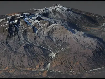 Iceland Black Mountains - World Machine mesh 3D model