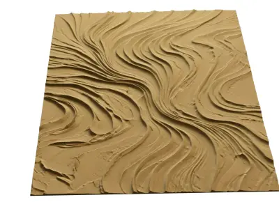 Modern Abstract Waves Wall Decor Set STL Mural CNC 393 3D model