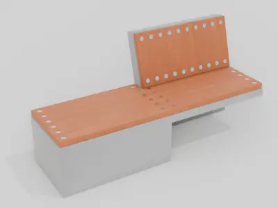 Outdoor Wooden Bench 15 Low-poly 3D model