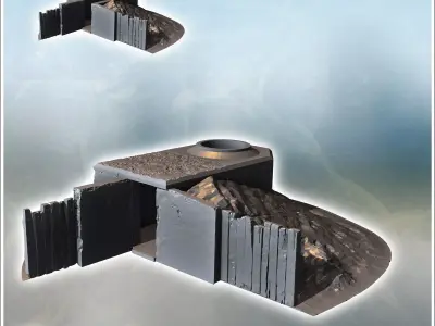 Protection bunker with earth mound and wooden wall 4 - Modern WW 3D print model