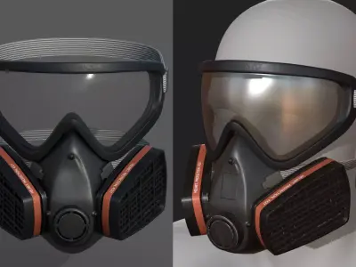 Gas mask helmet 3d model protection safety  Low-poly 3D model