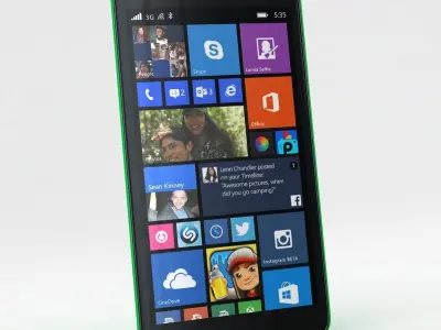 Microsoft Lumia 535 and Dual SIM Green Low-poly 3D model