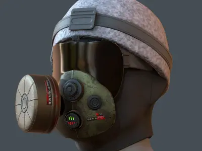 Gas mask helmet 3d model scifi Low-poly  Low-poly 3D model