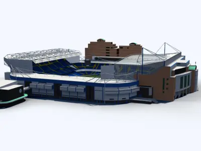 Stamford Bridge Stadium Low Poly Version Low-poly 3D model