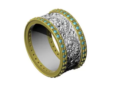 Floral Ring Band Diamond Jewelry Design  3D print model