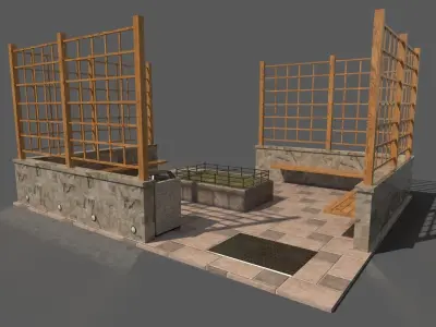 park set with 11 pieces  Low-poly 3D model