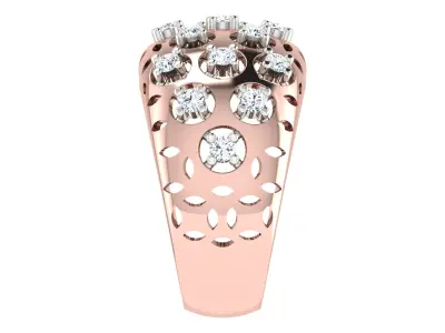 Light Weight Rose Gold Diamond Ring  -DDS RN 263 3D print model
