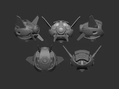 Scifi robot drones spaceship - 3dprint for six inch scale 3D print model