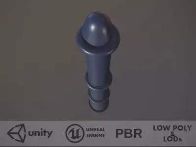 Barrier Bollard pack 5 Blue v1 Low-poly 3D model