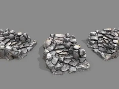 Old Rock Stairs  Low-poly 3D model