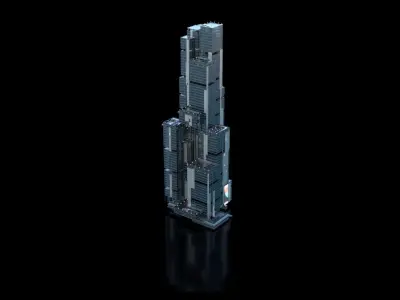Futuristic Future Modern City Building Skyscraper 01 3D model