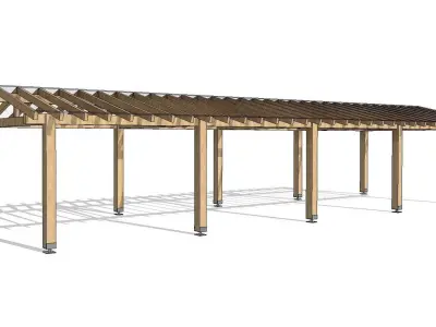Wooden Gazebo Pitched Roof Cover 3D model