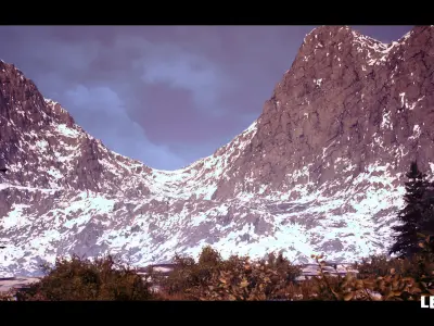 Nordic Viking Landscape Snowy  Sunny  Low-poly 3D model