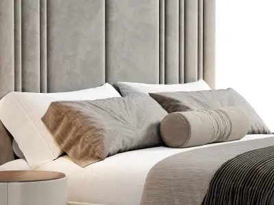 Medburn Wide Headboard Panel Stripe Bed by amore 3D model