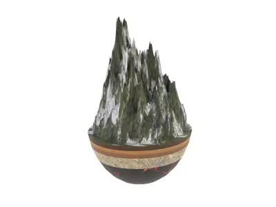 Mountain ceramic sculpture of Low-poly 3D model