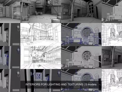 INTERIORS FOR LIGHTING AND TEXTURING 3D Model Pack