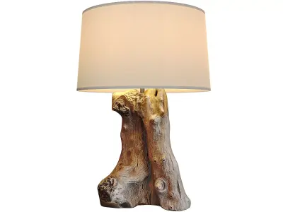Rustic Nightstand Table lamp light driftwood  Scandinavian style 3D model