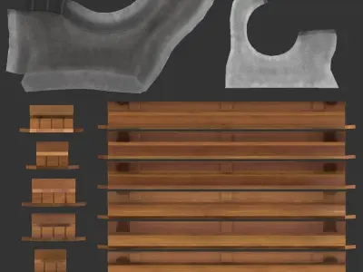 Street bench low poly pbr game ready Low-poly 3D model get