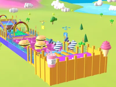 Inflatable - Obstacles jumping Game Environment Map Low-poly 3D model