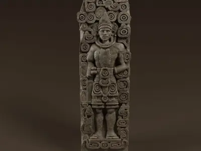 Stelae of Copan Mayan Monuments Low-poly 3D model