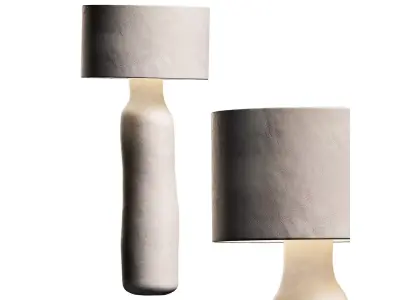 Contemporary Papier Mache Floor Lamp minimal white 3D model