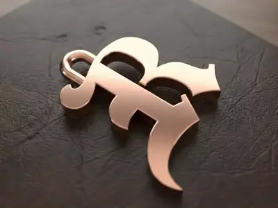 Gothic Letter R Pendant 3D print model