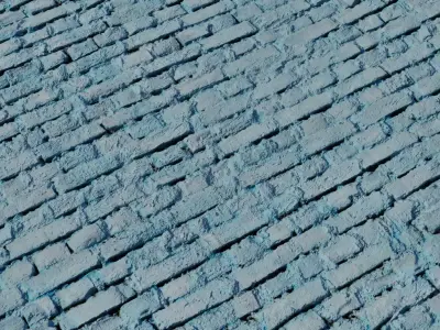 Painted Blue Plaster over Old Brick PBR Texture Texture