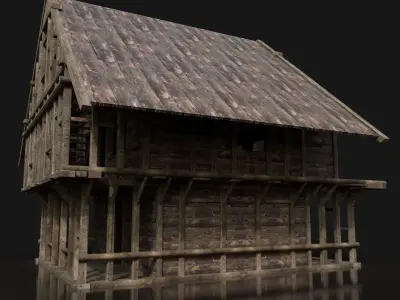 Next Gen AAA FANTASY MEDIEVAL VIKING WOODEN TOWN HOUSE Low-poly 3D model