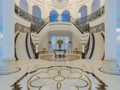 classic stairs entrance hall 3D model