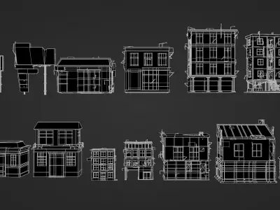 Old building collection V3 Low-poly 3D model
