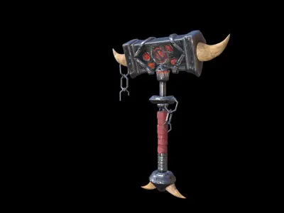 Fantasy Hammer 3D Model Low-poly 3D model