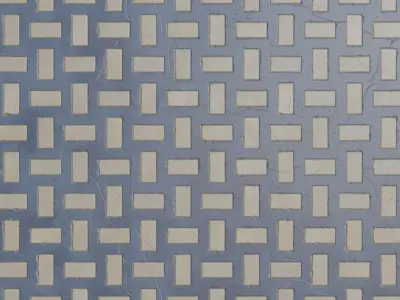 Blue and White Basketweave Geometric Tiles PBR Seamless Texture