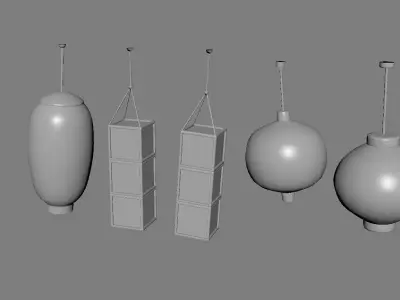 Chinese Lantern Set Low-poly 3D model