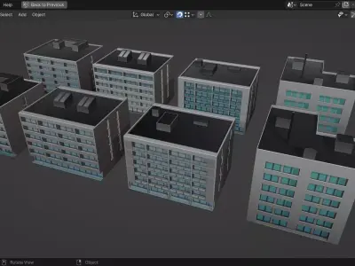 Low Poly Apartment Buildings Pack 1 Low-poly 3D model
