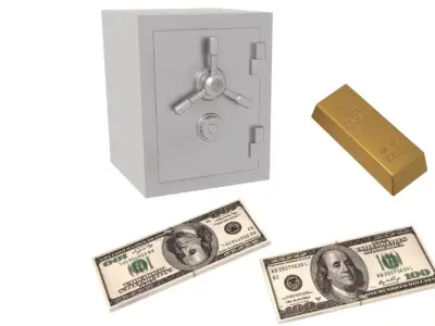 Money and Gold and Safe Collection 3D model
