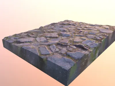 RockScan rock with grass Low-poly 3D model