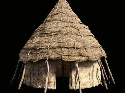 PRIMITIVE AFRICAN PRIMAL HUT SHELTER HOUSE COTTAGE COLLECTION Low-poly 3D model