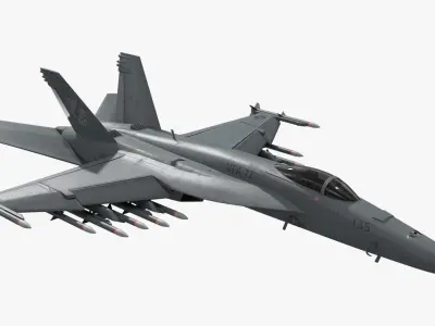  FA-18E Super Hornet with Weapons Rigged for Maya 