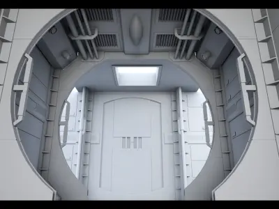 Sci-fi Corridor- 01- Interior - Exterior- High detail 3d models Low-poly 3D model