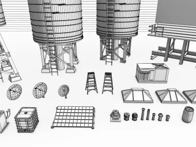 Roof Props Collection Low-poly 3D model